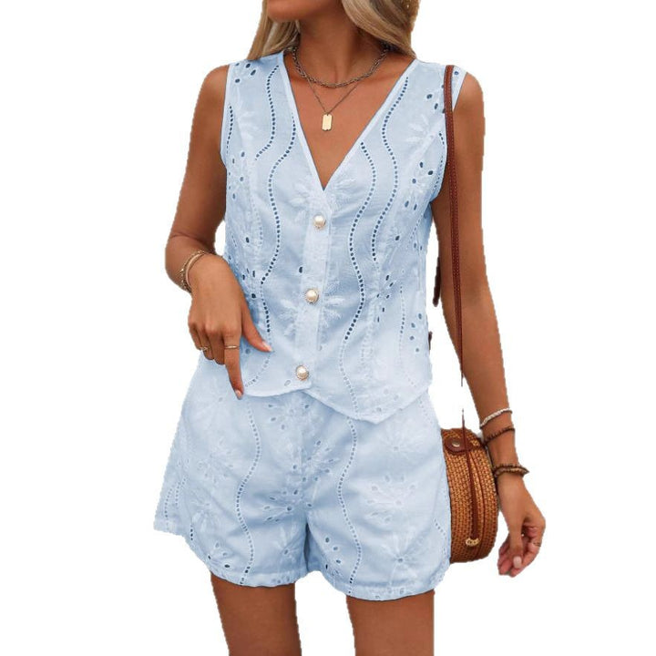 Dame Figursyet Bluse med Knapper Stilla