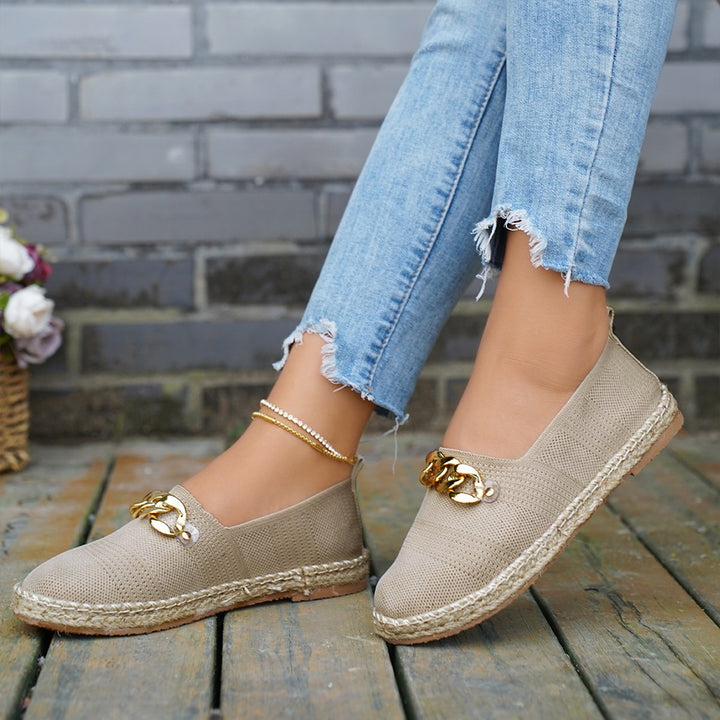 Dame Espadrilles med stilfuldt kæde-accessoire og højkvalitets jute-sål Stilla