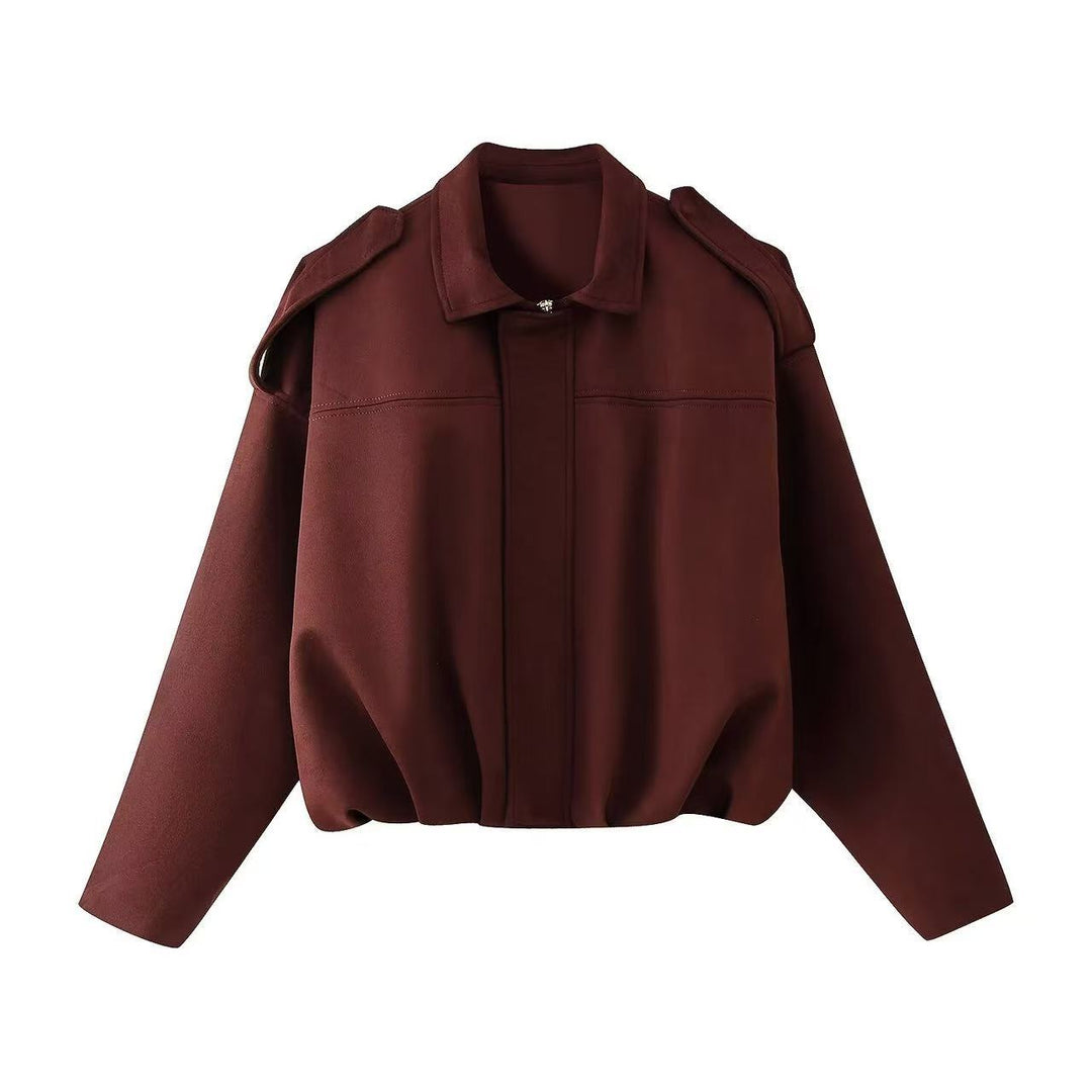 Dame Oversized Kunstlæderjakke med elegante skulderdetaljer Stilla
