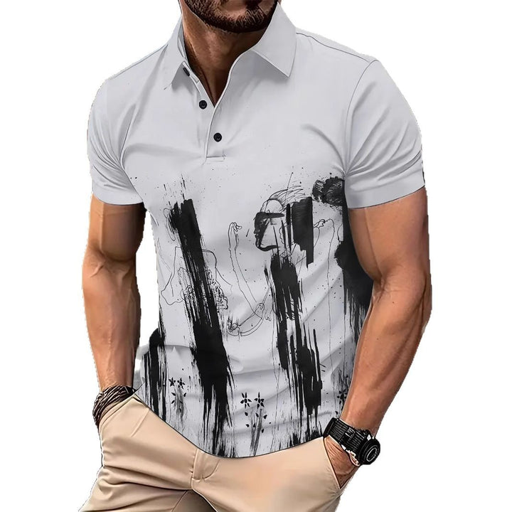 Herrer Poloshirt med kreativt grafisk design og åndbare egenskaber Stilla