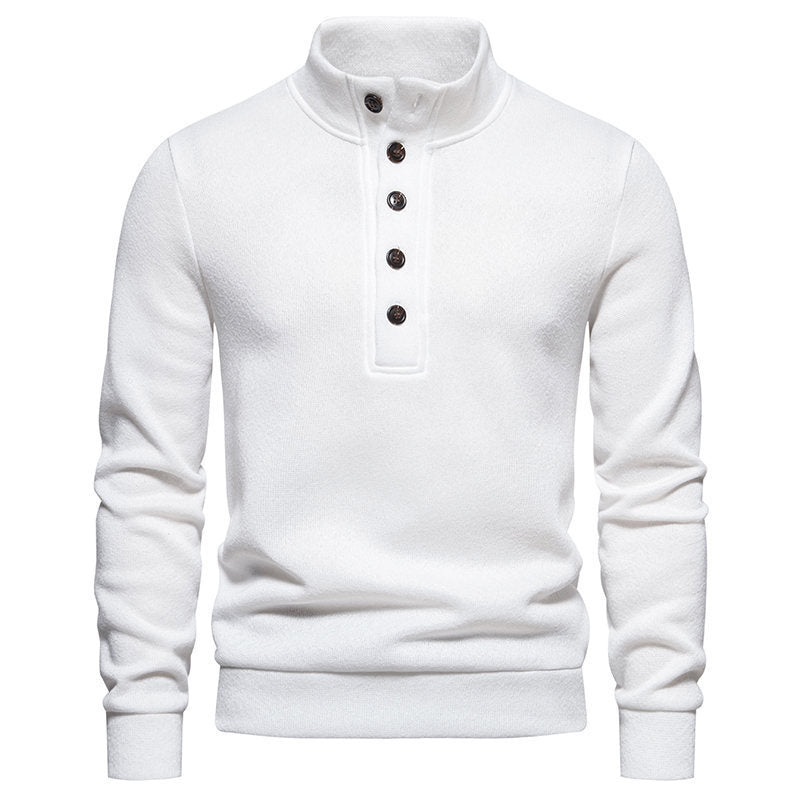 Herrer elegant pullover med halv lynlås og karakteristisk knapliste Stilla