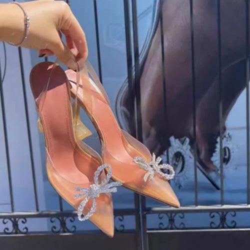 Dame spids tå slingback hæle med strass sløjfe accent Stilla