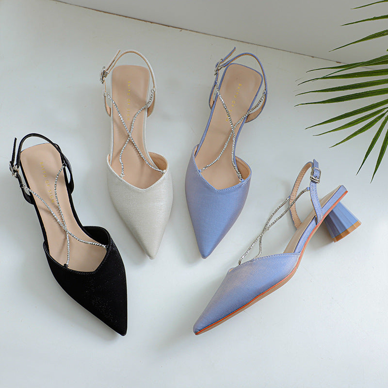 Dame Slingback spids hæle med stilfuld transparent blokhæle Stilla