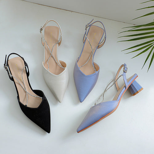 Dame Slingback spids hæle med stilfuld transparent blokhæle Stilla