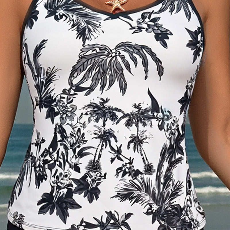 Dame Tankini med blomsterprint og korte shorts Skovae