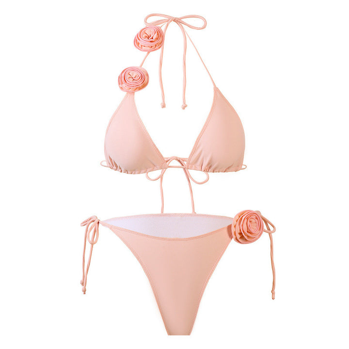 Dame triangel-bikini med legende blomster design og justerbare stropper Skovae