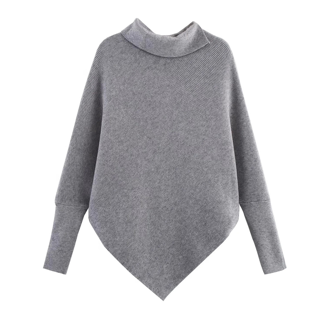 Dame moderigtig oversized strik med elegant ståkrave Stilla