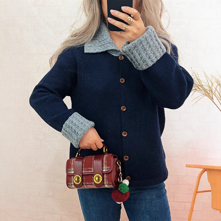 Kvinders casual cardigan med bred krave og knapdetaljer Stilla