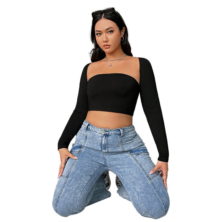 Dame Crop-Top med elegant langærmet design Stilla