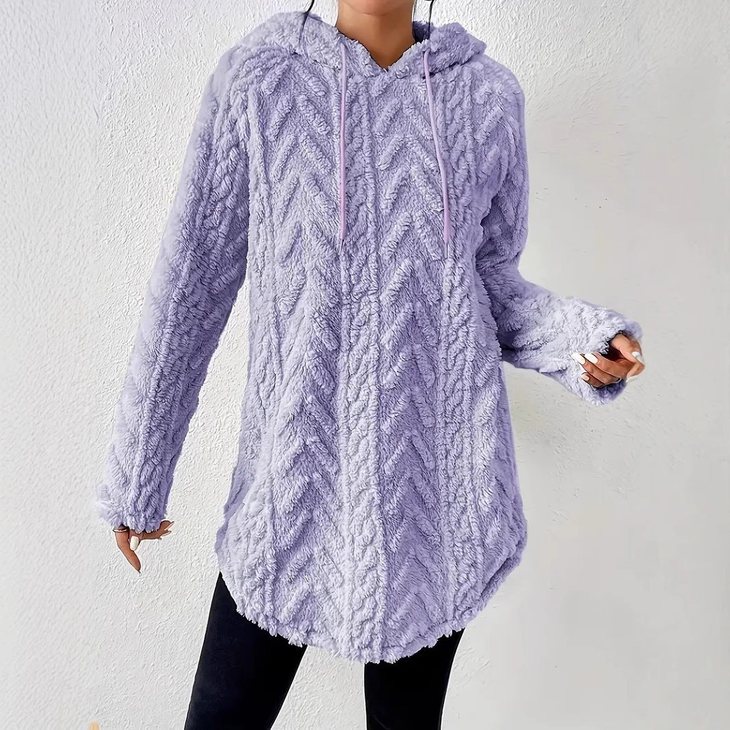Kvinders hyggelige fleece hoodiejakke med tekstureret ribdesign Stilla
