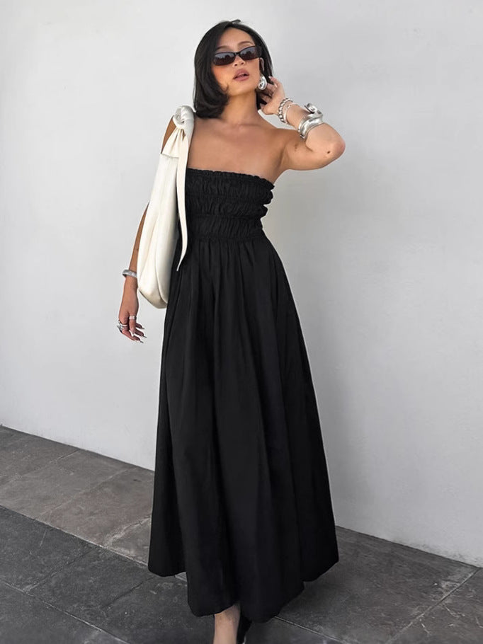 Dame Maxi-kjole med off-shoulder design og elastisk taljebånd Stilla