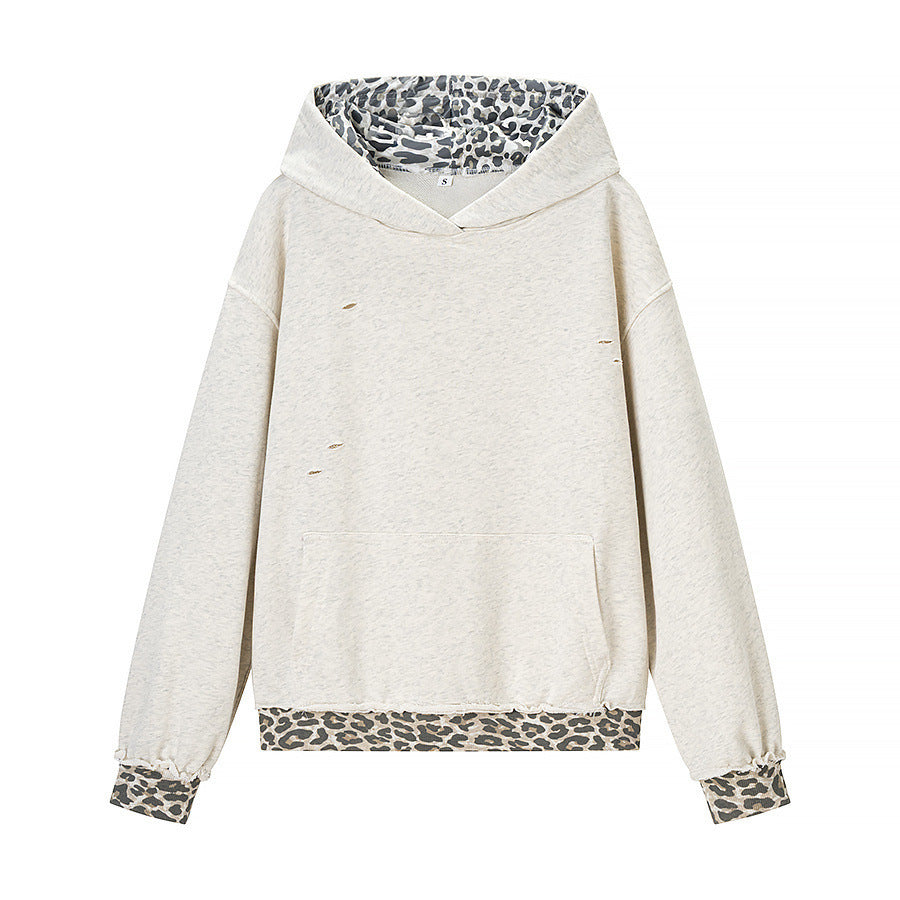 Kvinders afslappede hoodie med leopardprint-WBM