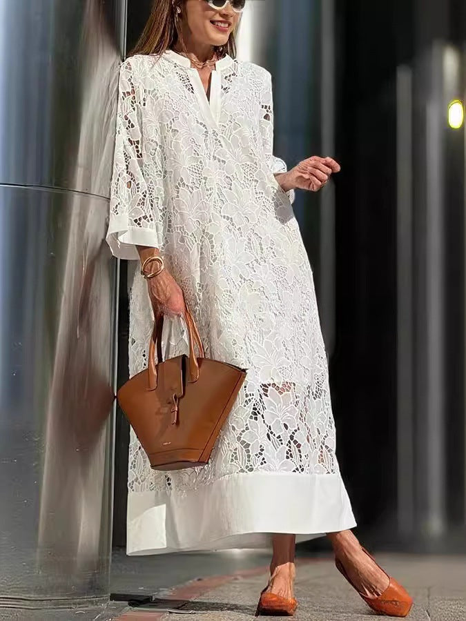 Kvinder Spidskjole i Boho-stil med Fina Detaljer Skovae