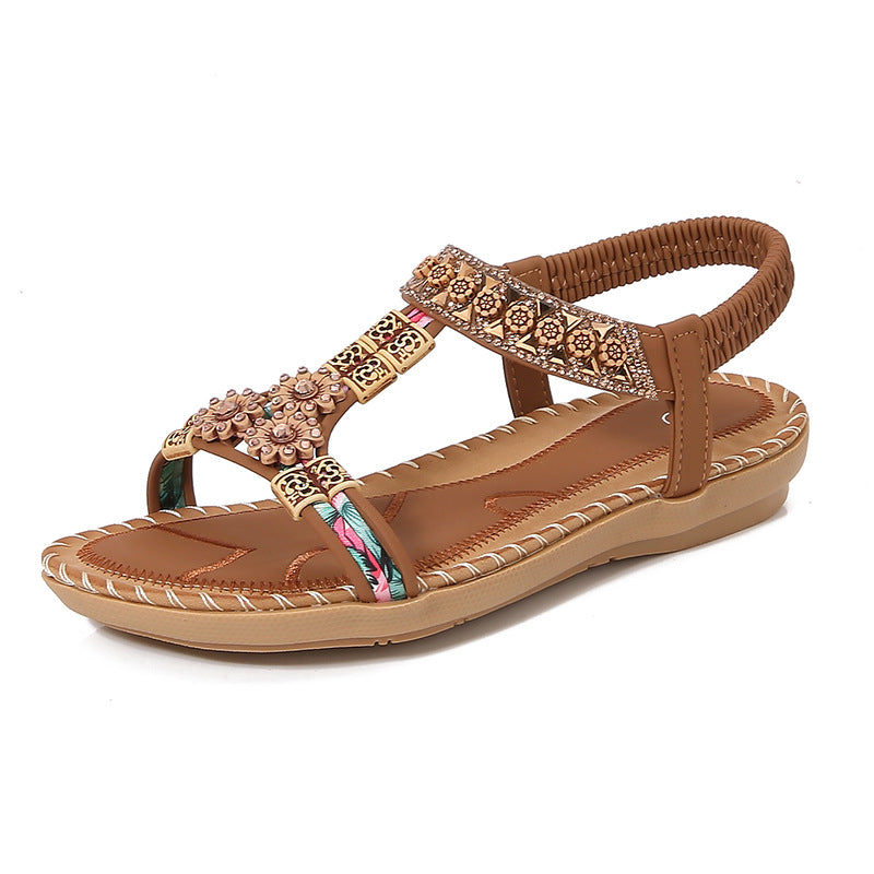 Dame sandaler med elegante perle- og strassdekorationer Stilla