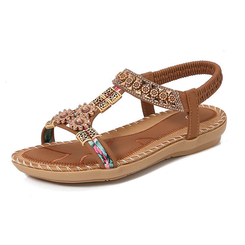 Dame sandaler med elegante perle- og strassdekorationer Stilla