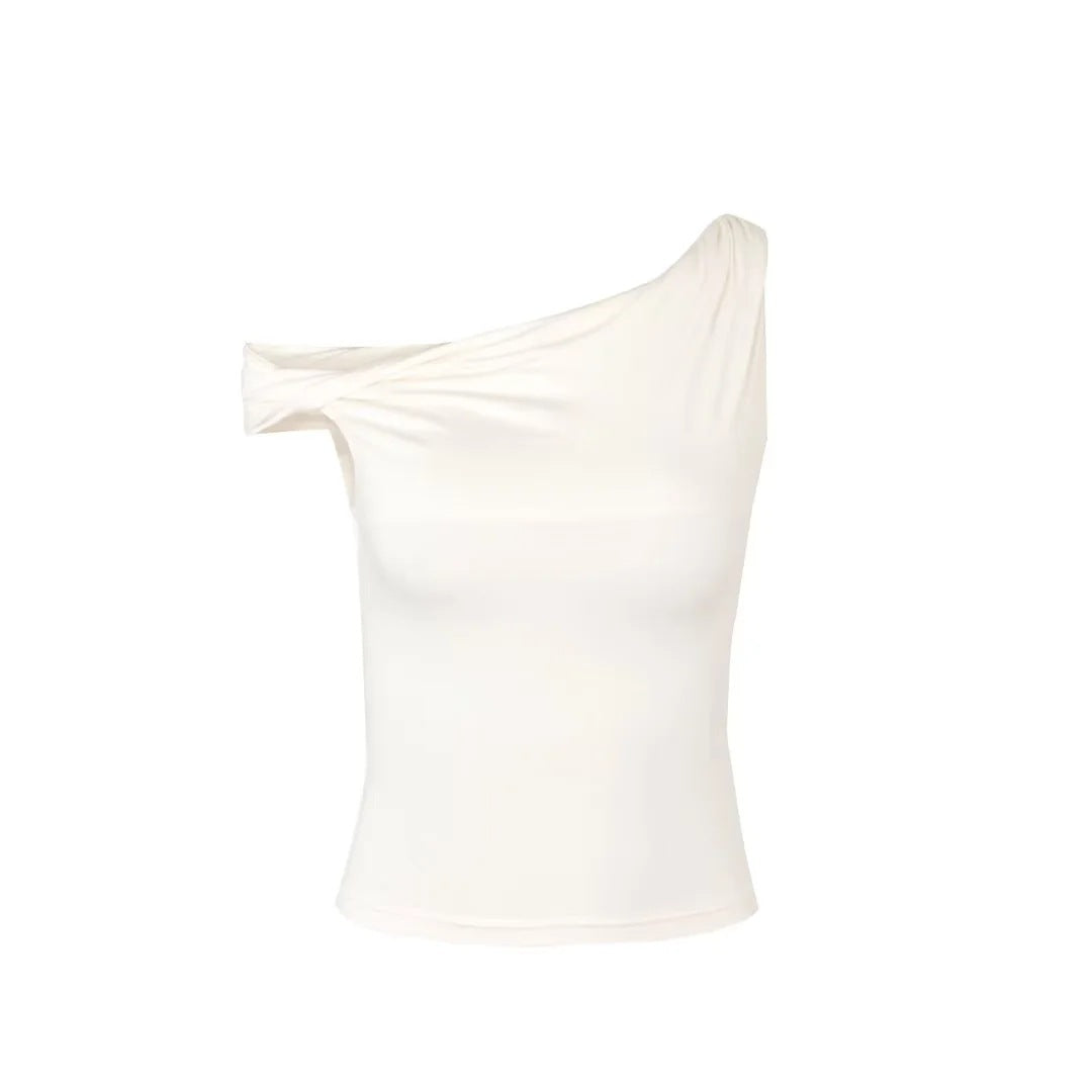 Dame asymmetrisk top med dekorativt draperingselement Stilla