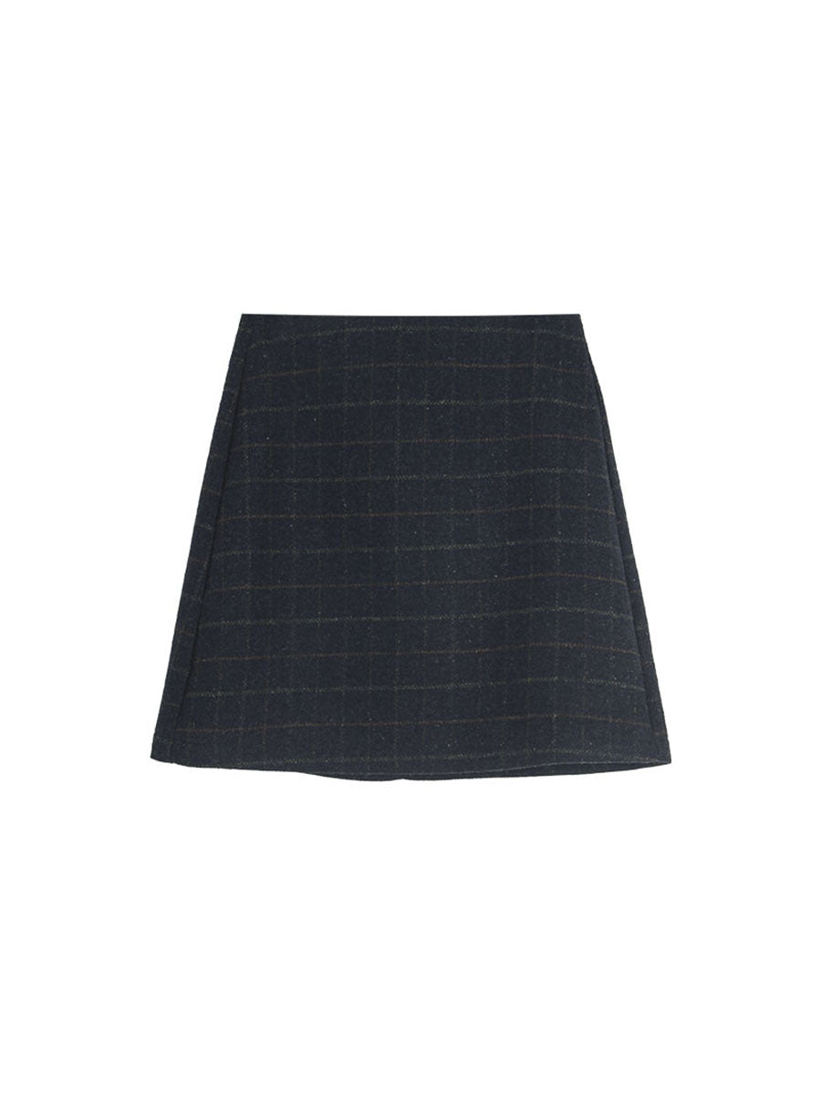 Dame elegant mini nederdel med ternet design og høj talje Stilla