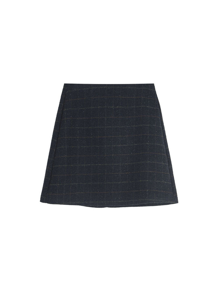 Dame elegant mini nederdel med ternet design og høj talje Stilla