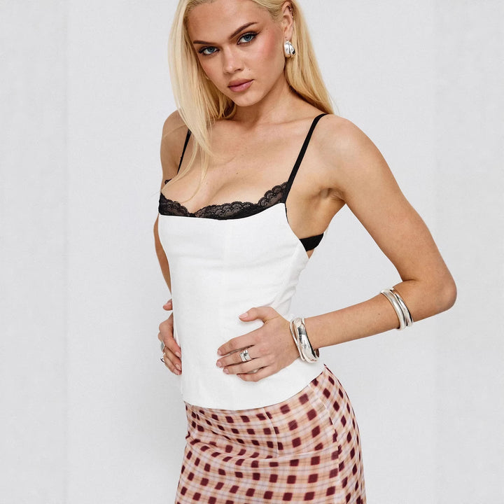 Dame Polka Dots Bustier-top med spidsakcenter Skovae