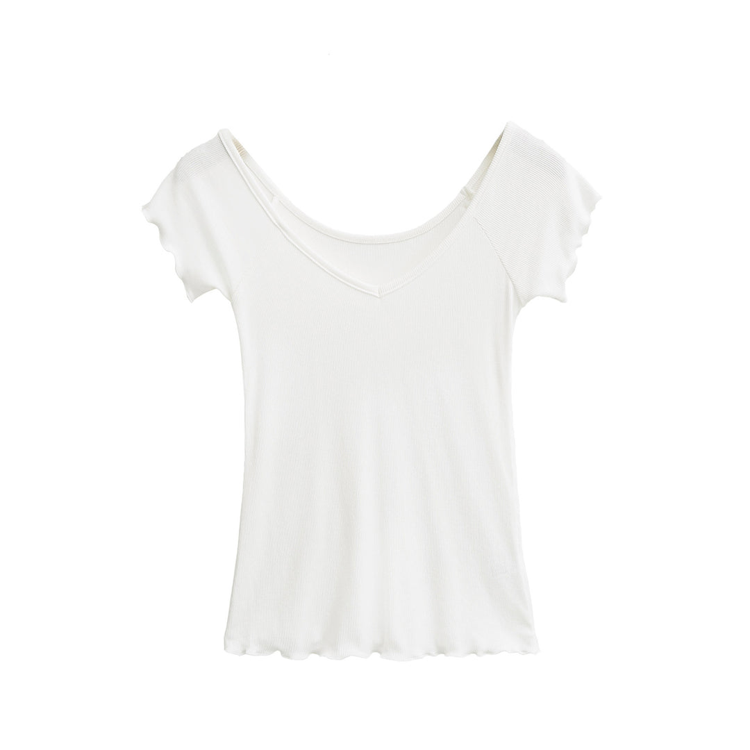 Dame alsidig, let T-shirt med rynket kant Stilla