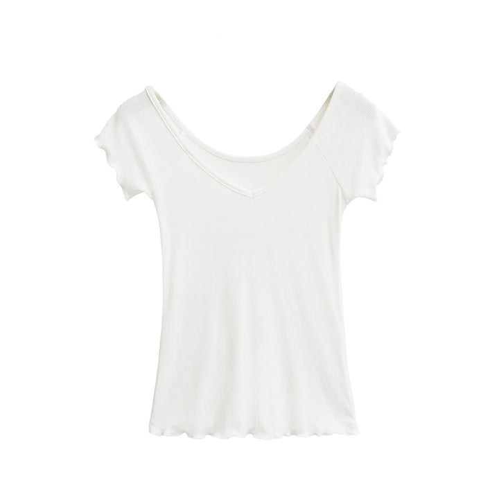 Dame alsidig, let T-shirt med rynket kant Stilla