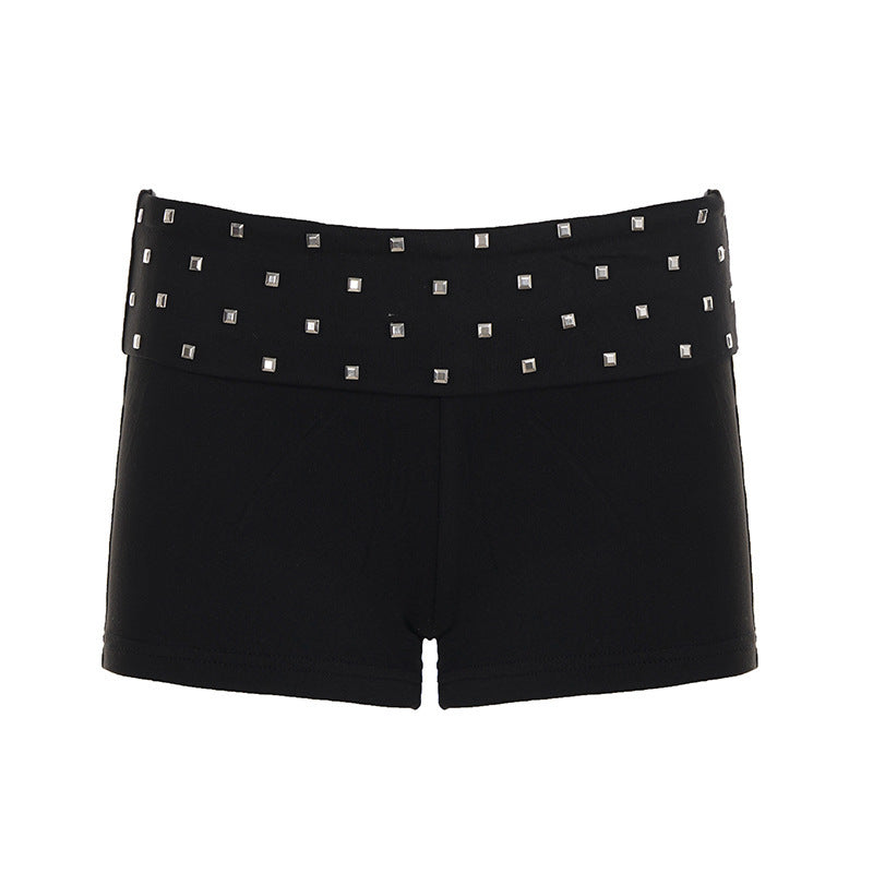 Dame modische shorts med glitrende stenbesætning Skovae