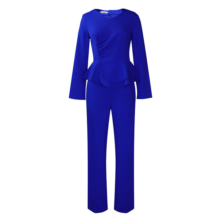 Dame Elegant Jumpsuit med smukt Peplum og lange ærmer Stilla