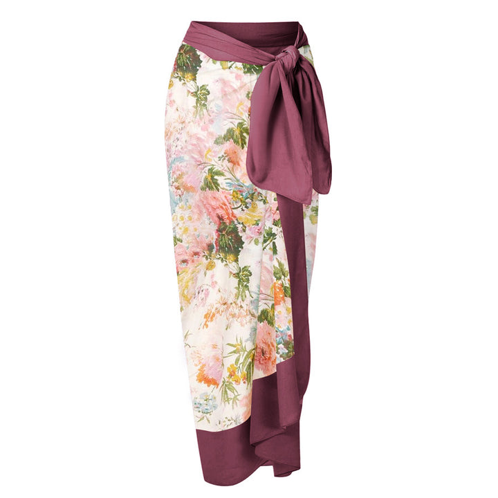 Dame badedragt med blomsterdesign og smart draperet bukser Skovae