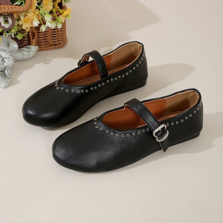 Dame Ballerinas med funklende nitter og justerbar rem Stilla