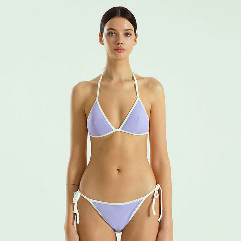 Dame triangel-bikini med justerbare stropper og fashionable kontraster Stilla