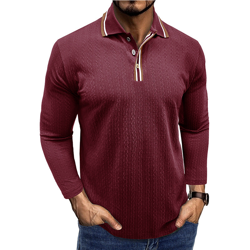 Stilla | Polo Shirt Tailored Fit Lange Ærmer Stribet Krave Strik Struktur