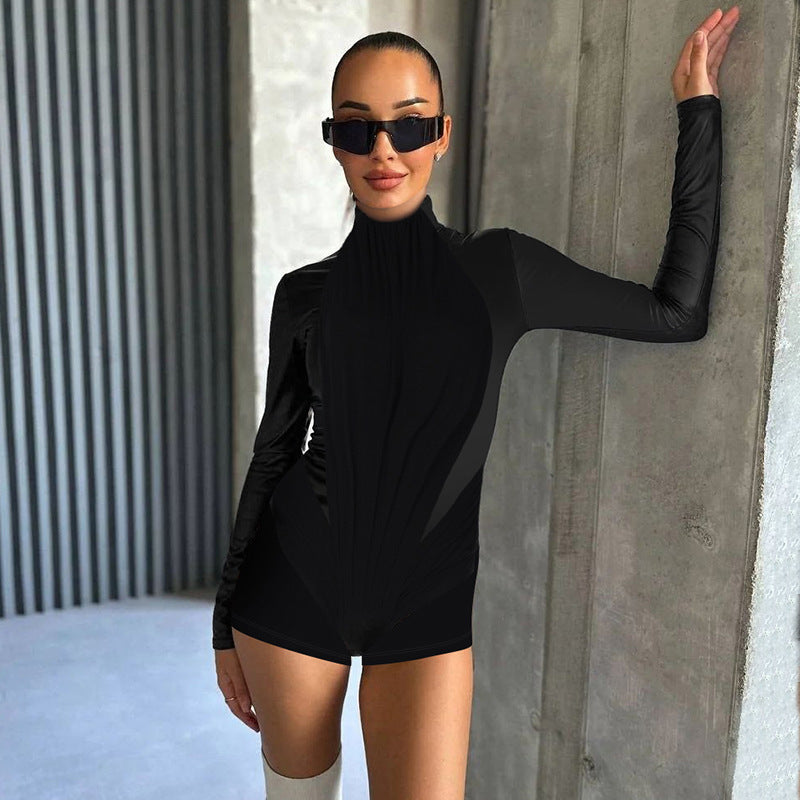Dame Figurtilpasset Langærmet Bodysuit med elegant Foldsdesign Stilla
