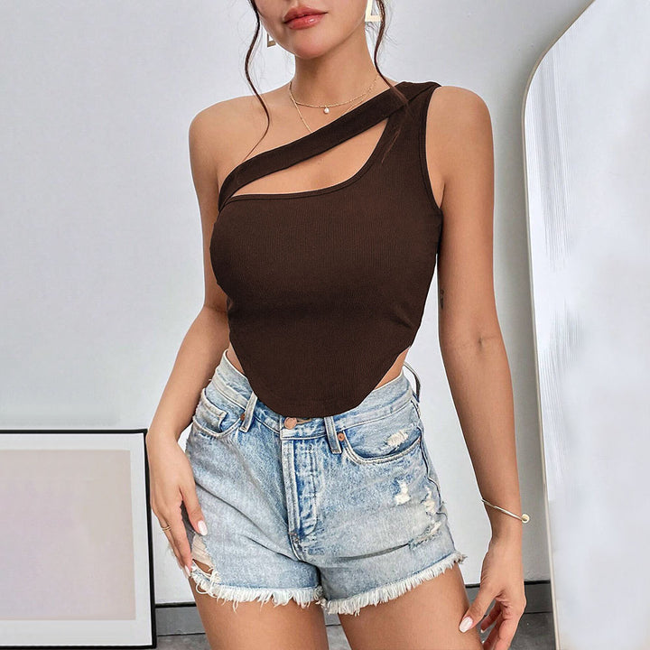 Damernes asymmetrisk bodysuit med fine spaghetti-stropper og elastisk stof Stilla