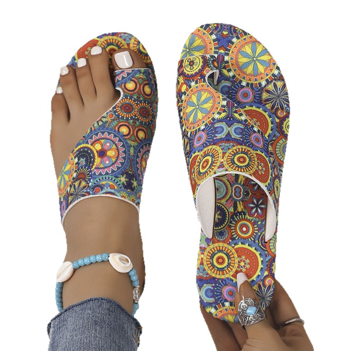 Dame flip-flops sandaler med elegant paisley mønster og blødt polstret fodseng Stilla