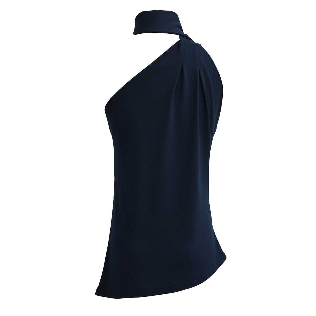Dame elegant top med asymmetrisk krave og flydende stof Stilla