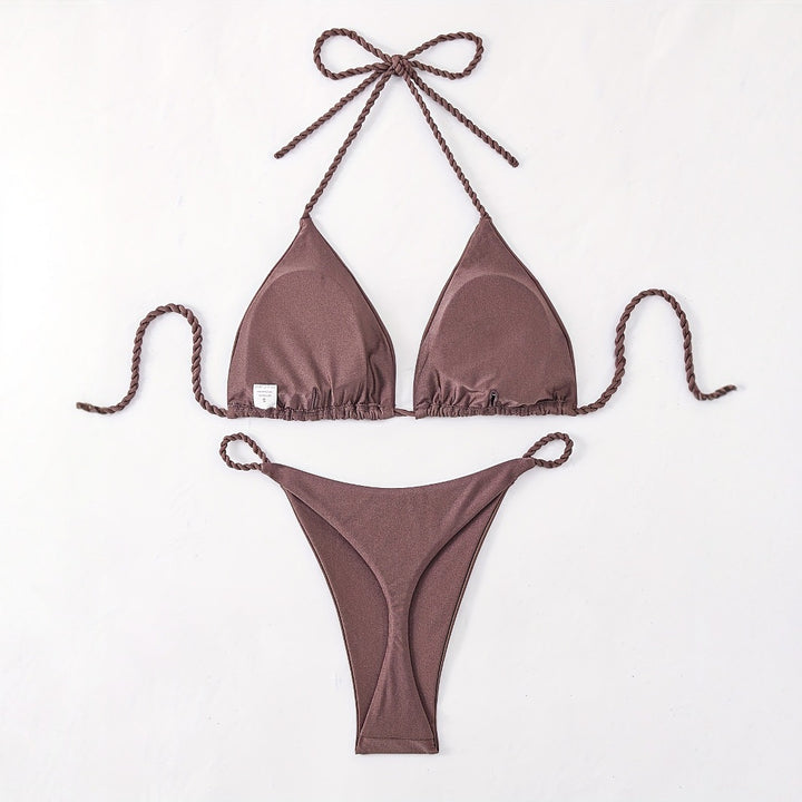 Dame triangel-bikini med flettede stropper Skovae