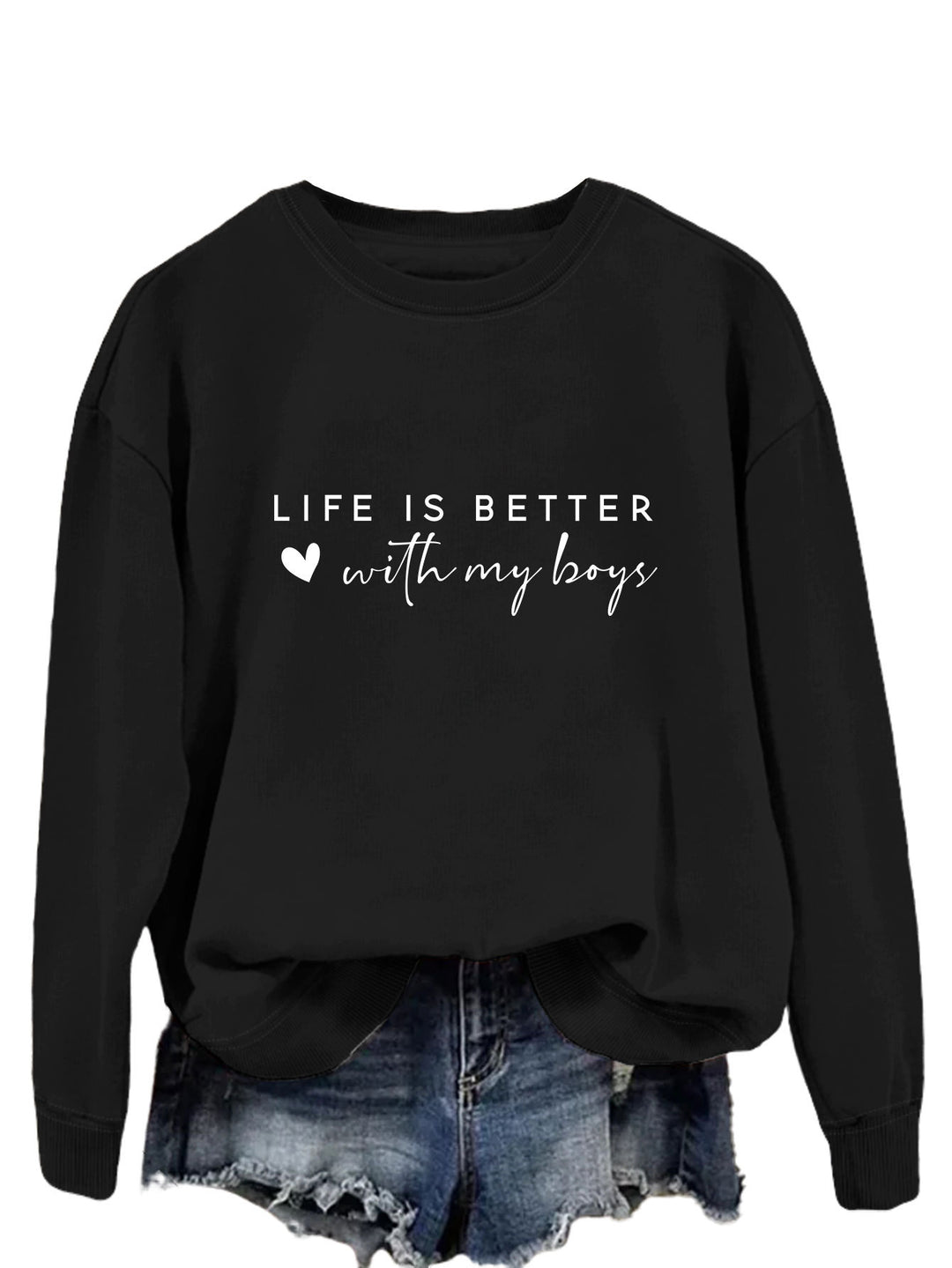 Kvinders hyggelige crew neck sweater med inspirerende print Stilla