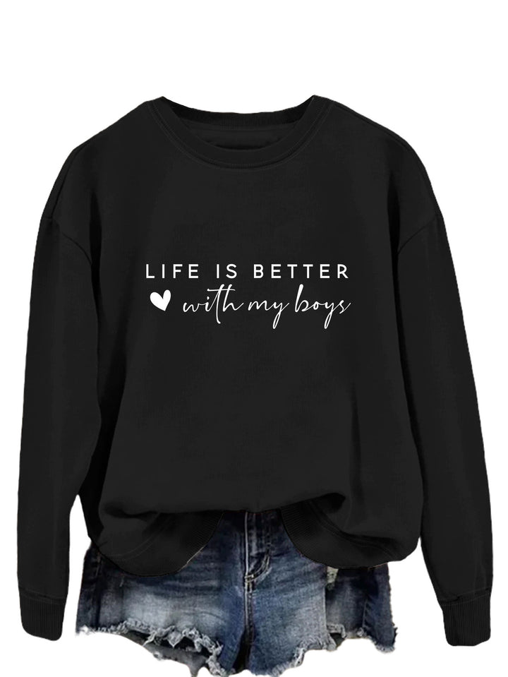 Kvinders hyggelige crew neck sweater med inspirerende print Stilla