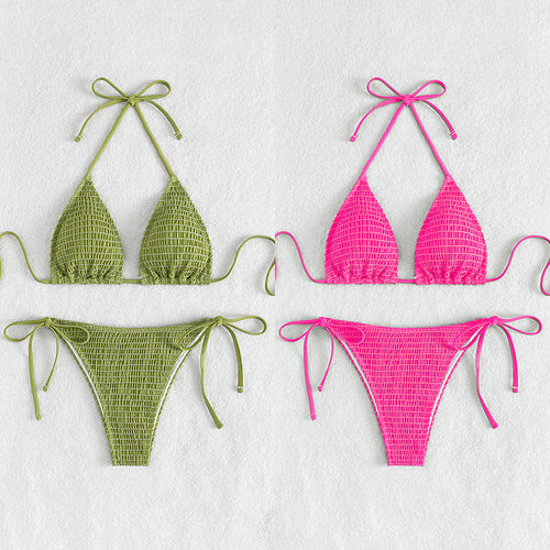 Dame Triangel-Bikini med raffinerede flæse-detaljer og justerbare stropper Skovae