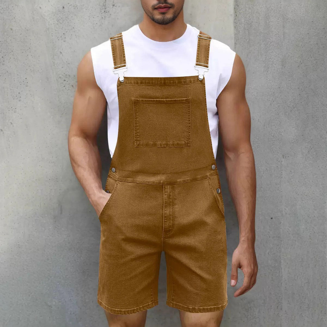 Herrer Denim-Latzshorts med moderne lommer og justerbare stropper Skovae