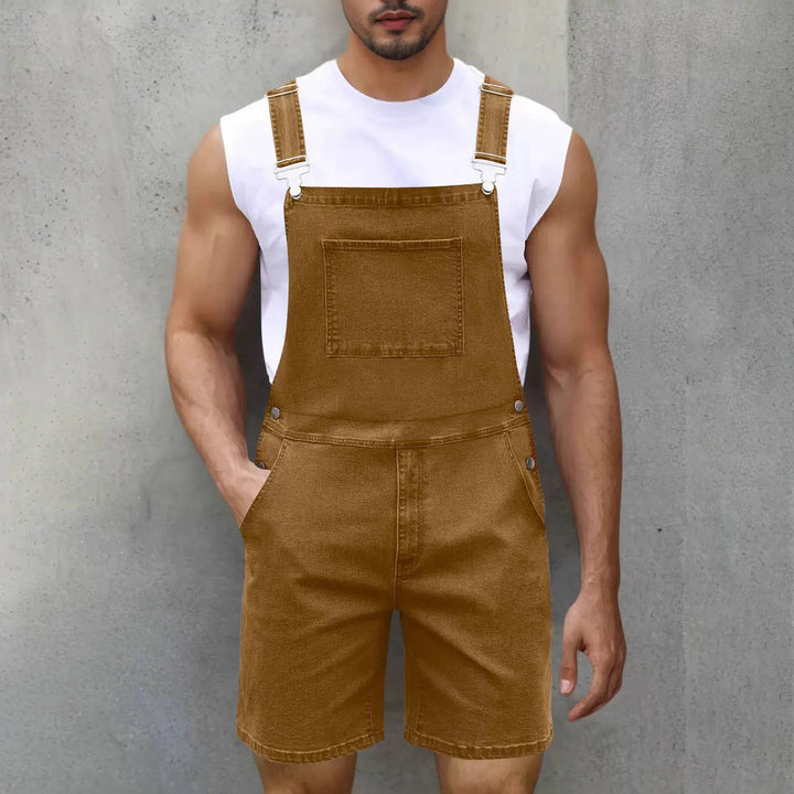 Herrer Denim-Latzshorts med moderne lommer og justerbare stropper Skovae