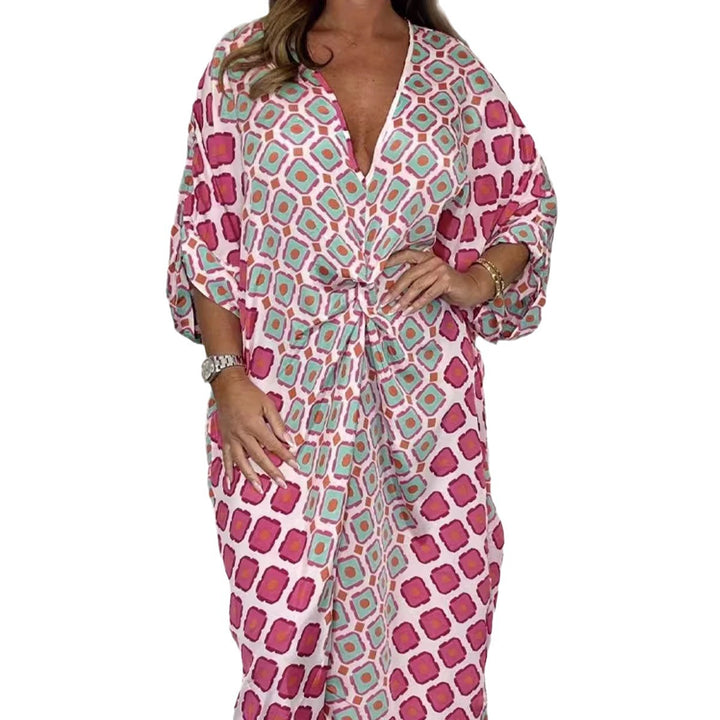 Dame Bohemian Trykt Kaftan Kjole Stilla