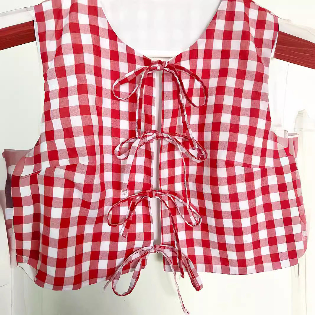 Femme Snørebånd Gingham Vest Stilla