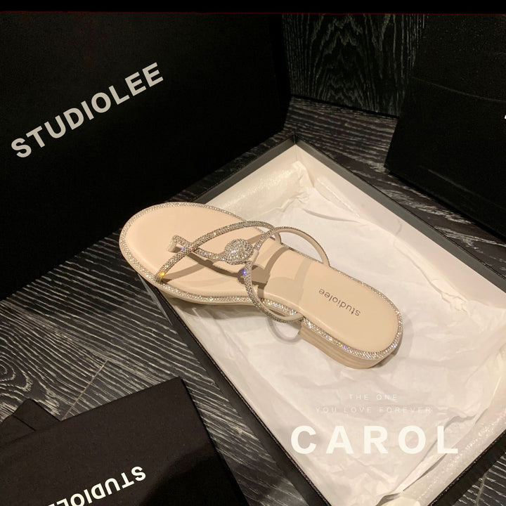 Dame flip-flops med glamorøs glitrende pynt og behagelig indersål Stilla