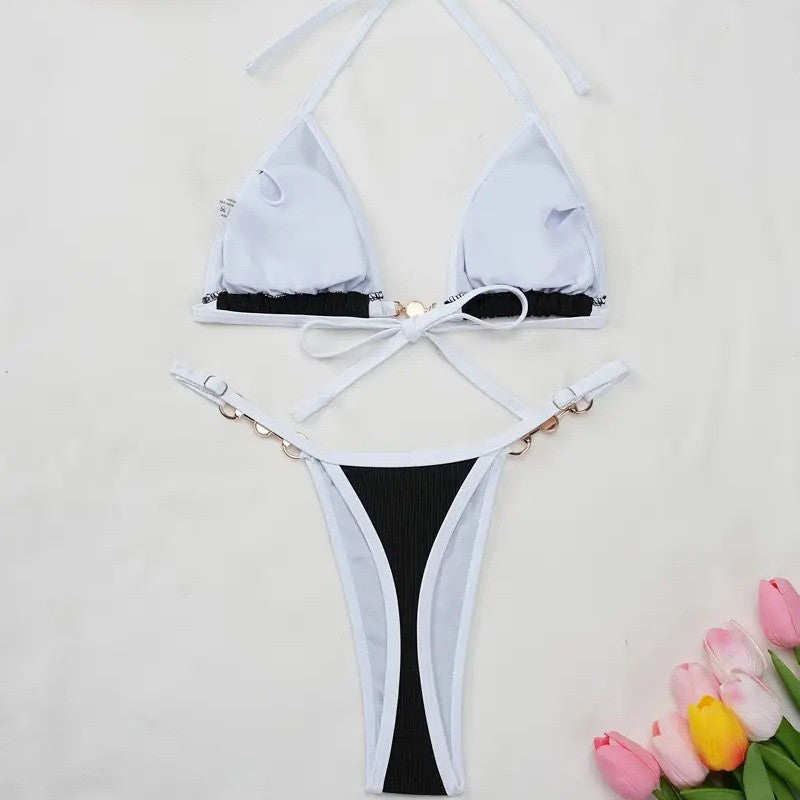 Dame Højskåret Rib-Bikini-Sæt Stilla