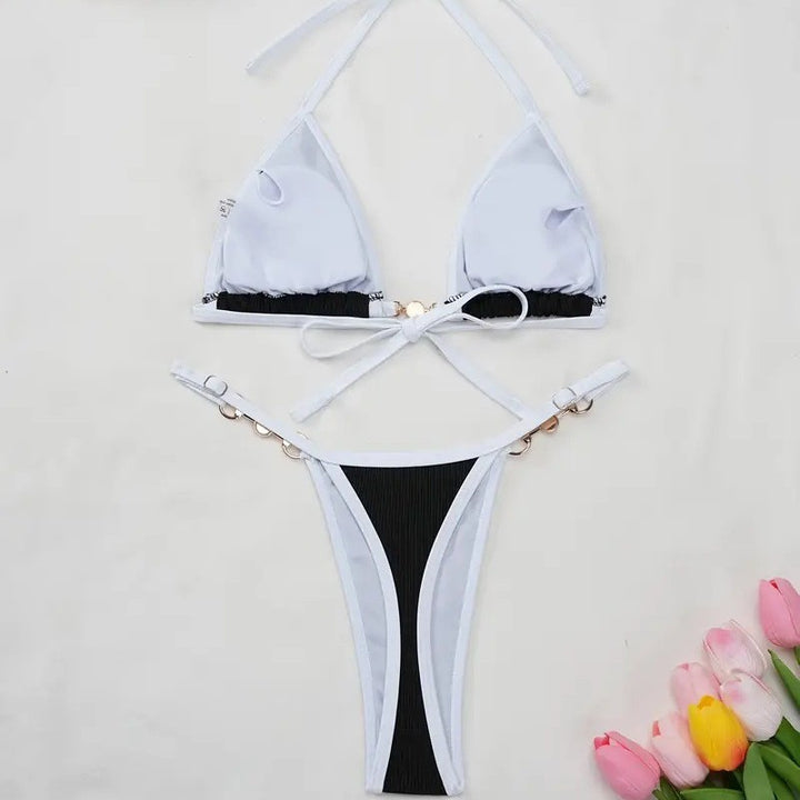 Dame Højskåret Rib-Bikini-Sæt Stilla