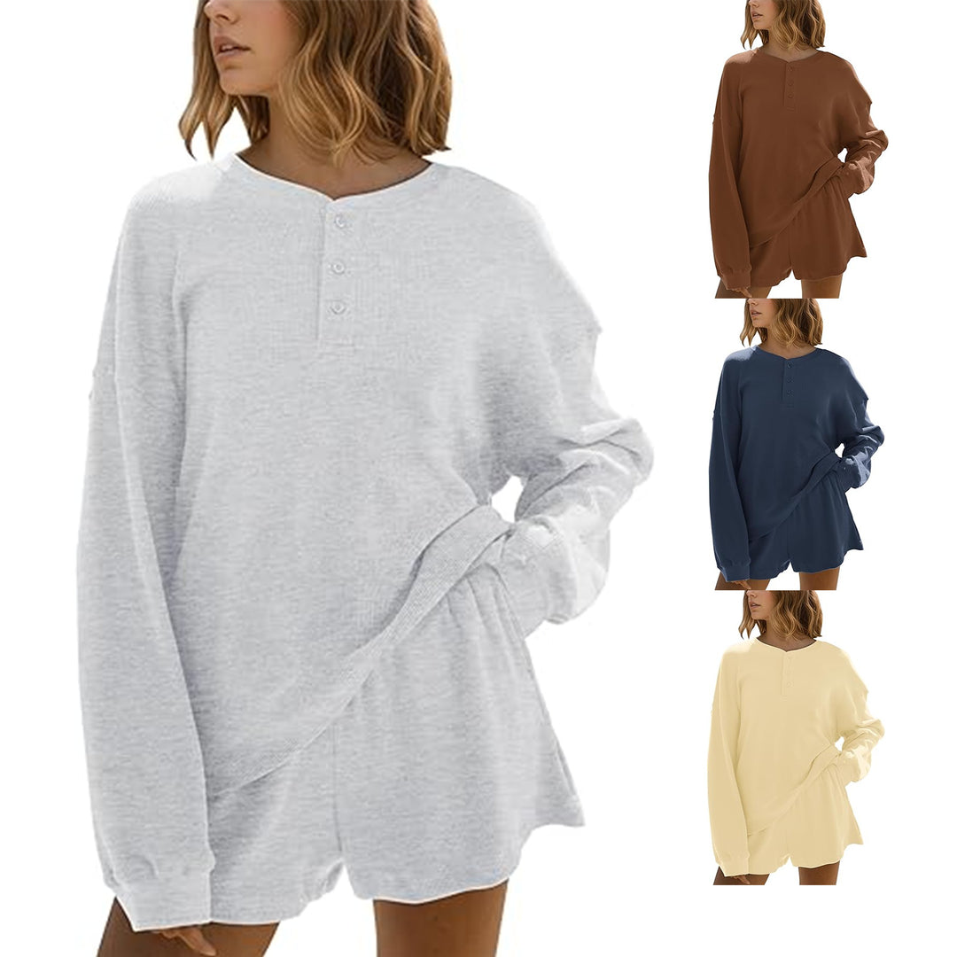 Kvinders afslappede langærmede skjorte sweater med knappedetaljer Stilla