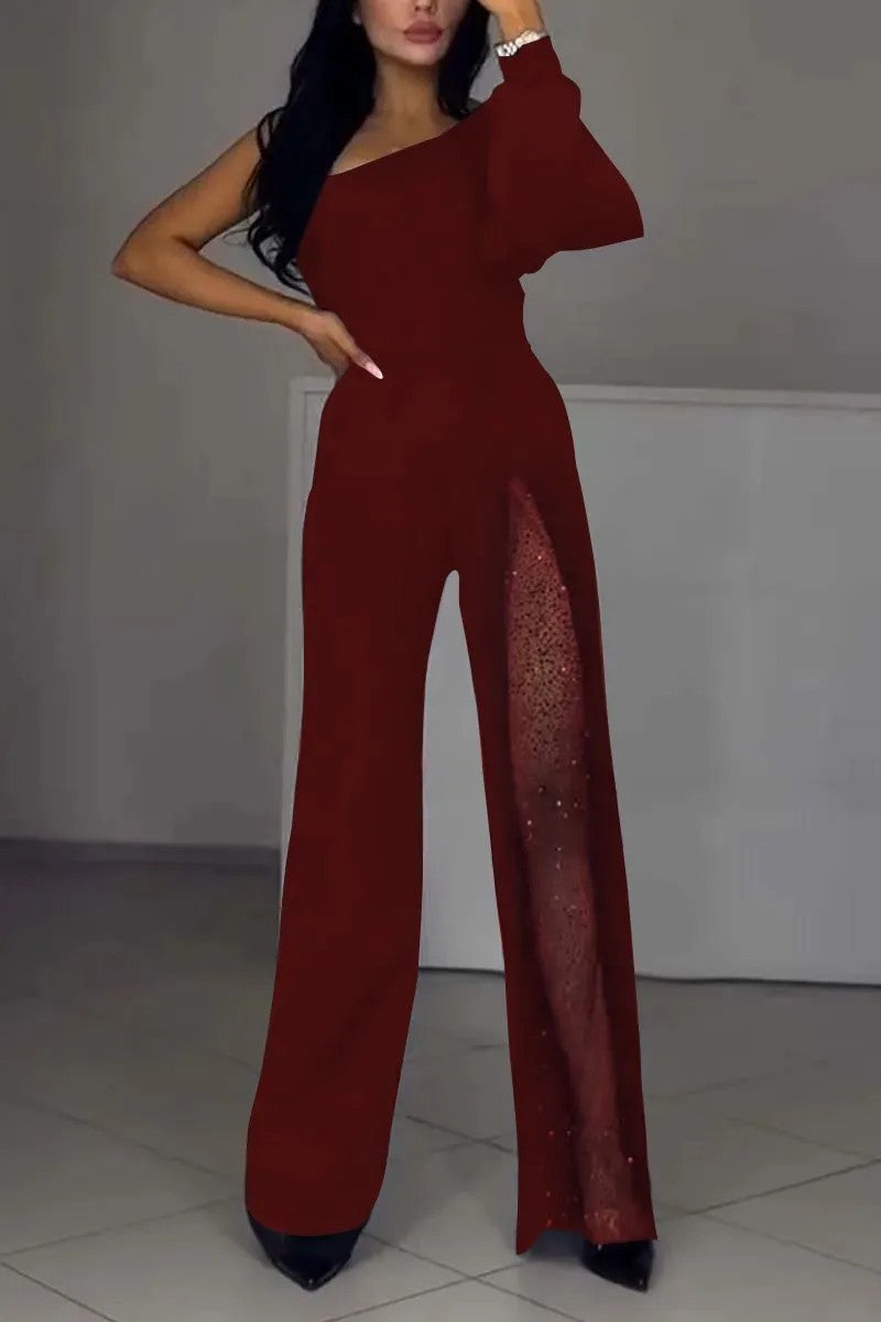 Dame Elegant Høj Slids Jumpsuit Stilla