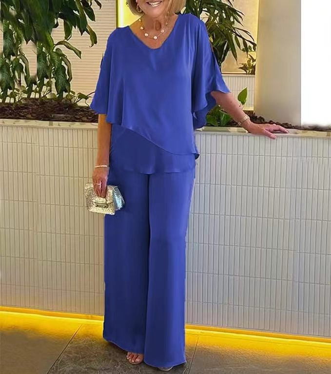 Dame elegant to-delt outfit med flydende snit Stilla