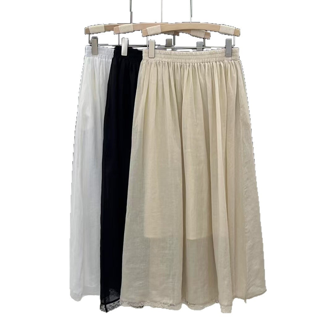 Femme A-linje Maxi-nederdel med blondekant Stilla